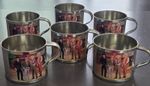 Vintage Ponderosa Ranch Bonanza Tin Mugs Set of 6 Western Cabin Cowboy Decor