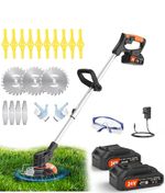 Erzneaoch Metal Blade Cordless Strimmer 21v Grass Trimmers