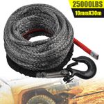 Winch Rope 10mm x 30m Synthetic For Dyneema Tow Recovery Cable 4WD 25000lbs GB