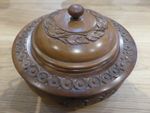Vintage Wooden Hand Carved Storage Jar With Lid