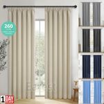 Pencil Pleat Tape Top Blackout lined Curtains Thermal Energy Saving Tie Backs