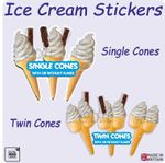 ICE CREAM Stickers - Plain Cone - Single Cone - Twin Cone - VAN WINDOW STICKER
