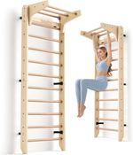 Swedish Ladder Gym Bar - Wall Mounted Wooden Gym for Kids & Adults