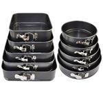 Cake Mould Tins 5 Pc Round / Square Non-Stick Baking Tray Bake Plate Spring Foam