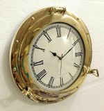 Antique Designer Solid Brass Porthole Clock Nautical Wall Clock 15'' Porthole