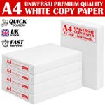 A4 Copy Paper Printer White 1 2 3 4 5 Reams of 500 Sheets for Office Warehouse
