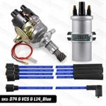Ford Crossflow Electronic Distributor HT Leads 8mm Blue Silicone Viper Dry Coil