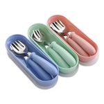 Kids Spoon & Fork Set Cartoon Baby Feeding Utensils Portable Cutlery Box