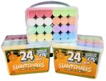 24 x 3 Coloured Chalks Kids Giant Chalk Outdoor Pavements Drawing Chunky Tubs