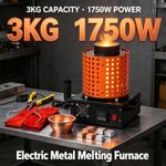 3KG Electric Digital Melting Furnace Metal Gold Silver Copper Smelter Crucible