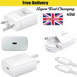 45W Super Fast Charger Adapter Plug&Cable For Samsung Galaxy Phones UK FAST SHIP