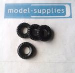Dinky repro black treaded truck vehicle tyres 18mm o/d - Guy, BBC etc pack of 4
