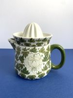 Vintage Green Ceramic Lemon Squeezer 2 Piece Rustic Farmhouse Kitchenalia Retro