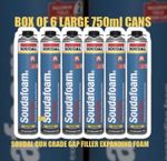 6 x SOUDAL  LARGE 750ml GUN GRADE EXPANDING FOAM