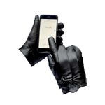 Womens Black Ladies Leather Gloves With Trim Fleece Lined Winter M L XL Gift