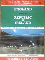 England V Republic Of Ireland - 1976/77 Friendly International - 08-Sept-1976
