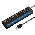 USB HUB 7 Port High Speed 2.0 USB Multi Splitter Desktop PC Laptop Adapter
