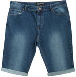 Mid Dark Blue Stretch Denim Jean Turn Up Shorts 5 Pockets Belt Loops Ladies