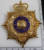 Queen's Crown Royal Marines Gilt & Blue Enamel Helmet Plate Badge