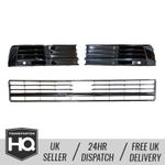 T6 3-Piece Front Grill Gloss Black with Gloss Black Trims-Parking Sensor + Radar