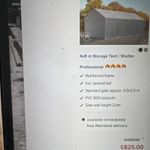 4x8m Storage Tent Shelter Grey PVC Cover Reinforced Frame with Ground Bar