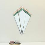 Green & Pink Glass Art Deco Fan Wall Mirror vintage antique wall mounted boho
