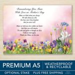 Mum Mothers Day Memorial Grave Card Mum in Heaven Graveside Waterproof A5 Card