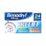Benadryl Allergy Relief 24 Capsules - Fast-Acting Antihistamine