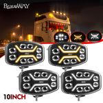 4X 10" Jumbo Oval LED Spot Lamp Demmon Dual W & Amber DRL Driving Light 12v 24v