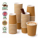 Brown Ripple Triple Wall Paper Coffee Cups 4oz 8oz 12oz 16oz Hot Drink Cups