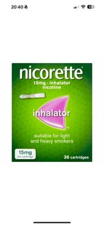 Nicorette Inhalator 15mg 36 Nicotine Cartridges BARGAIN Long Expiry FREEPOST