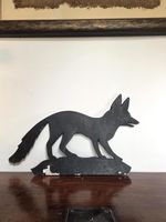 Large Vintage Black Metal Fox Sign