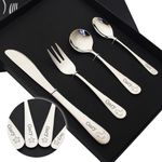 Personalised Kids Cutlery Stainless Flatware 4pcs Set Gift With Box Symbol Name