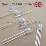 5mm CRYSTAL CLEAR LED Ultra Bright Diode Water Clear Bulb Colours UK 1.8-3V