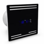 Bathroom Extractor Fan Black Glass Front 4" Timer & Humidity Sensor with Display
