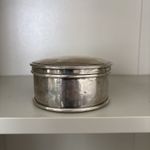Antique English Art Deco Silver Plate Biscuit Box With Lid Circa 1920