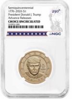 1776-2026 P President Donald Trump Liberty Dollar NGC Gem Unc Advance Releases