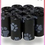 Heavy Duty Rolled Dog Waste Bags Paw Print for Large Dogs L Size 10 Rolls