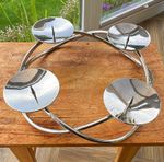 Georg Jensen Polished Stainless Steel 4-Cup Pillar Candle Holder, Freestanding