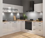 Corner Kitchen Set 11 Units Complete DIY Fitted Cabinets White Gloss Slab Junona