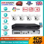 Hikvision 8MP 4CH 4MP Full Color Dome IP Camera CCTV System POE MIC ColorVu Kit