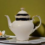 Vintage Echt Cobalt Teapot Carlsbad Czechoslovakia White Gold Porcelain Bohemian