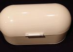 American Retro Curved Metal Bread Bin Kitchen Food Loaf Snack Storage Lid Cream