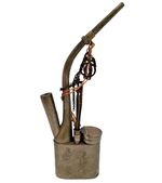 Chinese Water Pipe Beautiful Antique Engraved 23 cm Vintage Metal Etched Birds