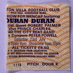 Duran Duran Ticket Original Vintage Aston Villa Birmingham 1983
