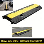 1M Heavy Duty Cable Protector Ramp 2-Channel 3000kg EPDM Speed Bump