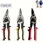 3PC HEAVY DUTY AVIATION TIN SNIPS SET SHEET METAL CUTTERS SHEARS TINSNIPS