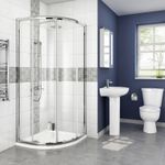 Shower Enclosure Tray & Free Waste Set Designer Quadrant Sliding Door 800x800mm