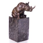 Bronze Sculpture rhinoceros on a black marble base after Milo