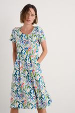 Seasalt Women's Regular Enor Fit-and-Flare Dress Studio Floral Chalk